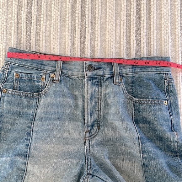 American Eagle Womens Two Tone Ankle Crop Denim Jeans High Waisted Sz 8 Raw Hem - Picture 2 of 13